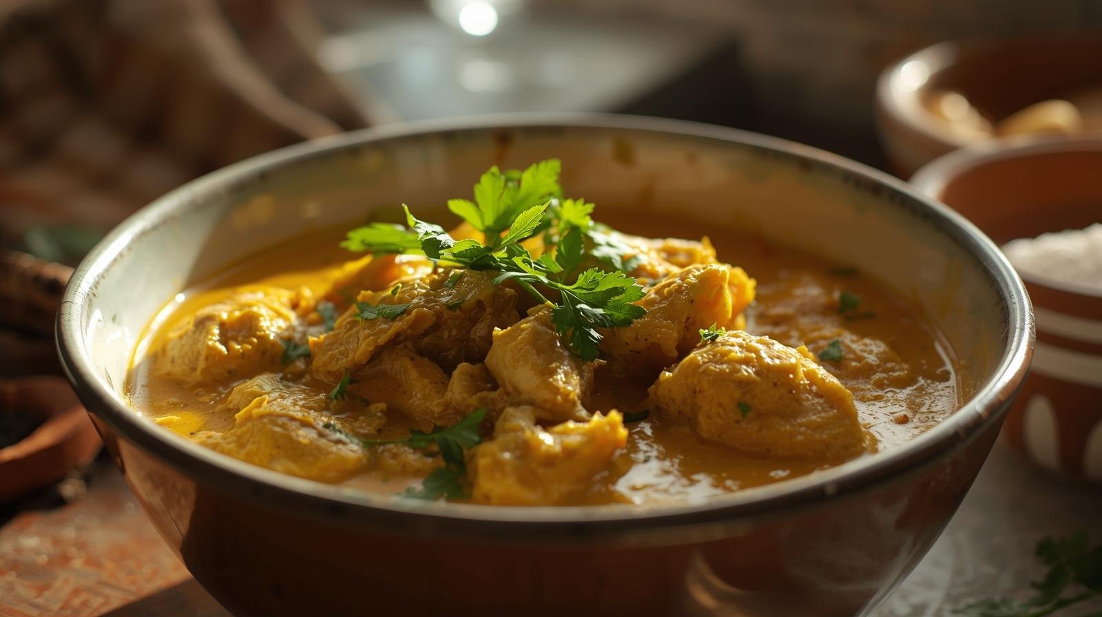 Golden chicken liver curry with coconut milk